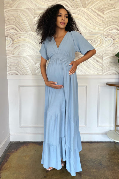 Pink Boho Maternity Maxi Dress, Baby ...